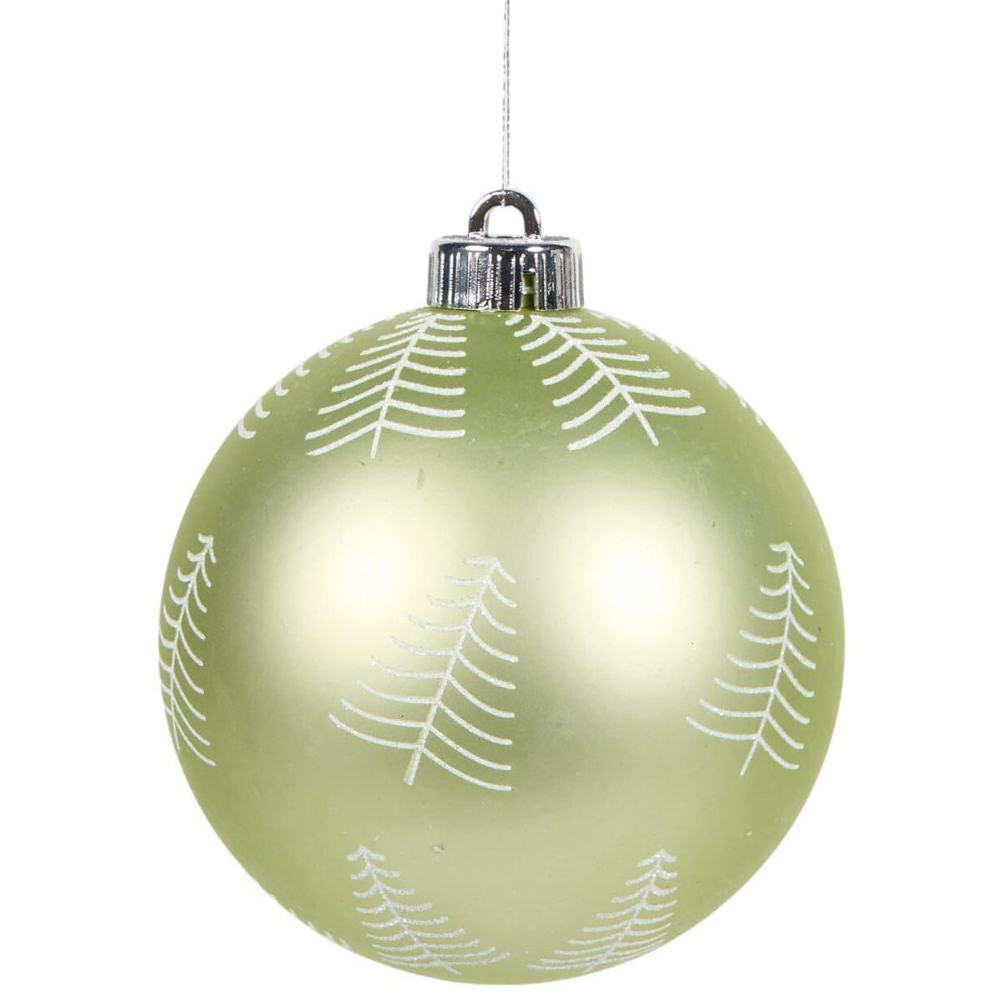 Set of 6 Mistletoe Cottage Baubles Green and Clear Image 4