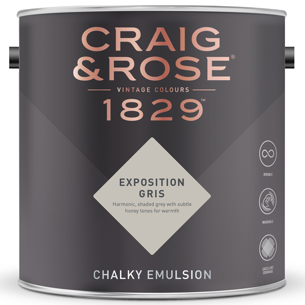 Craig & Rose Walls and Ceilings Exposition Gris Chalky Emulsion Paint 5L Image 2