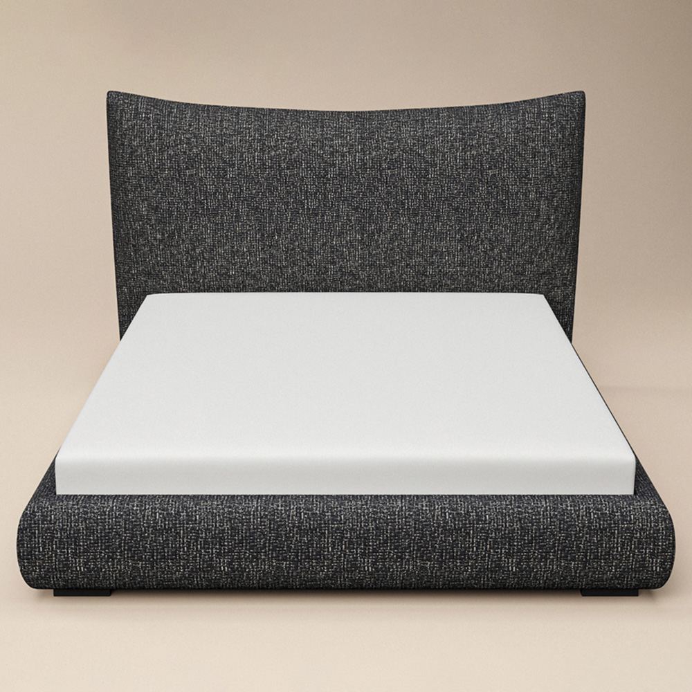 SOLACE+CO Miller King Size Black Chenille Bed Frame with Curved Headboard Image 2