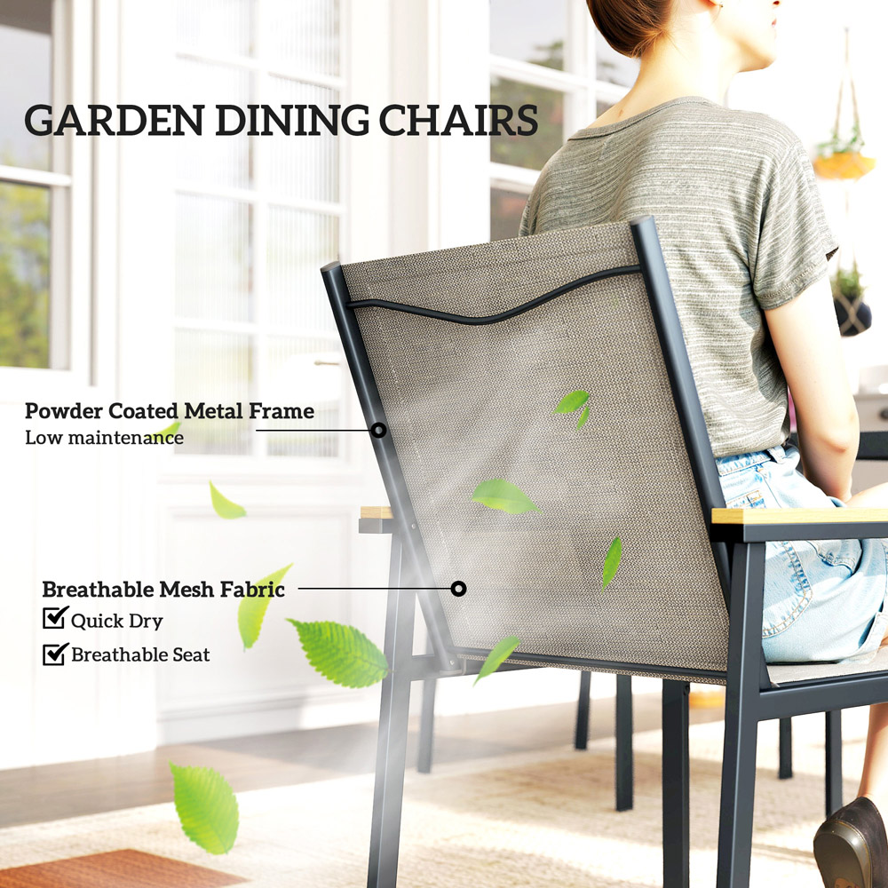 Outsunny 4 Seater Khaki Garden Dining Set Image 7
