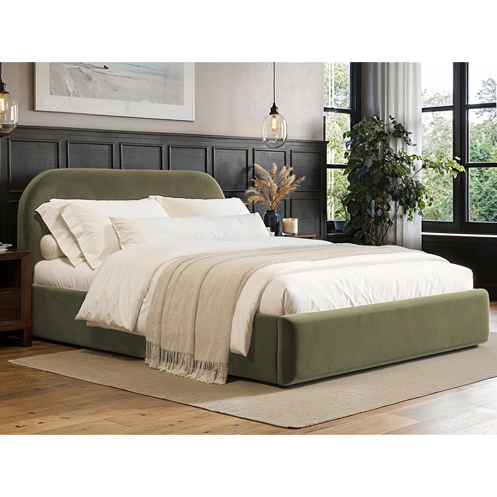 Flair Alba King Size Khaki Velvet Ottoman Bed Image 6