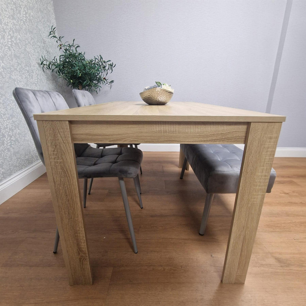 Kosy Koala 4 Seater Dining Set with Bench Oak Effect and Grey Velvet Image 3