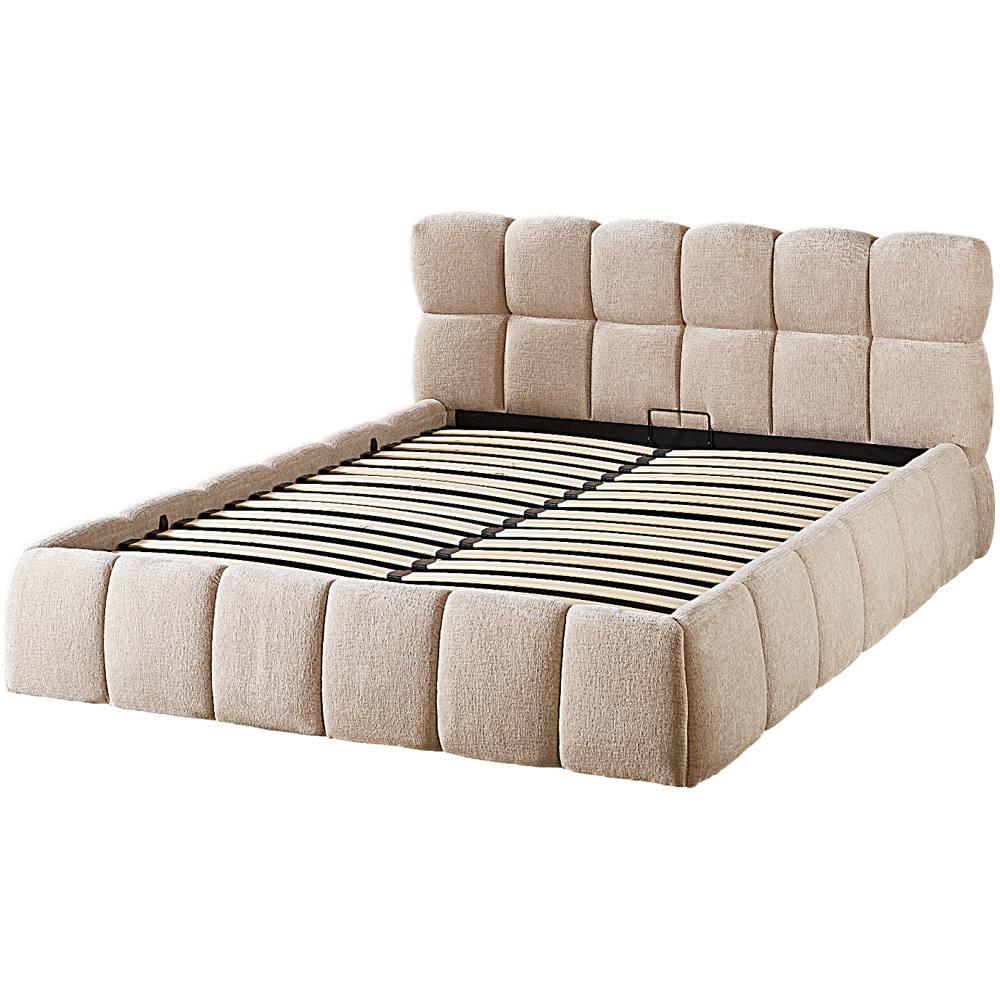 Indoor Living The Maya Beige Double Plush Upholstered Ottoman Bed Frame Image 2