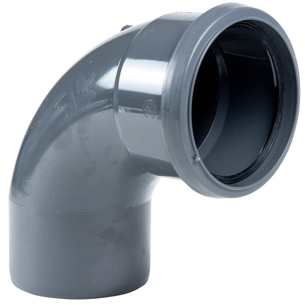 FloPlast Ring Seal Soil 92.5 Degree Single Socket Bend Anthracite Grey 110mm Image 5