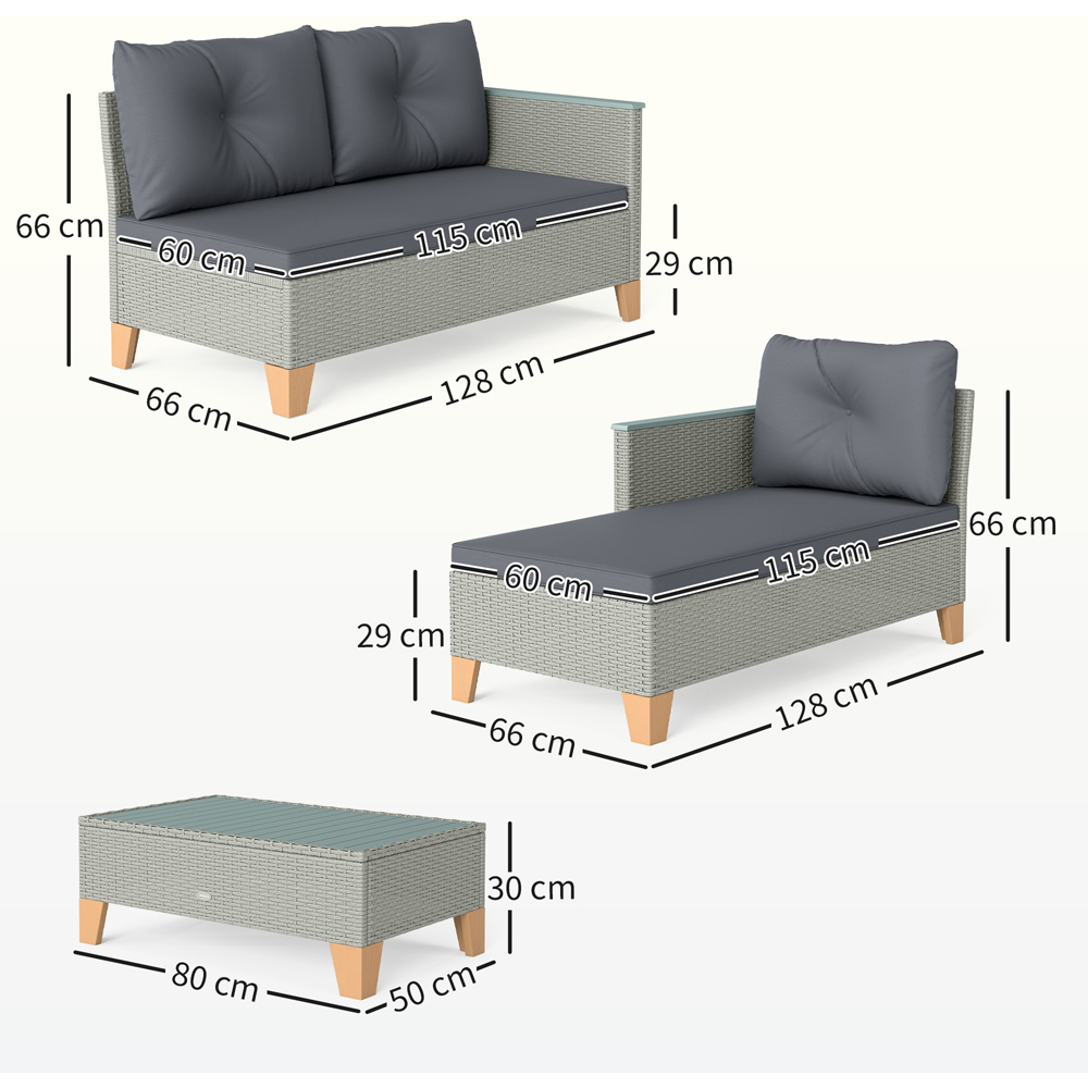 Outsunny 3 Seater Charcoal Grey L Shaped Garden Sofa Set Image 9