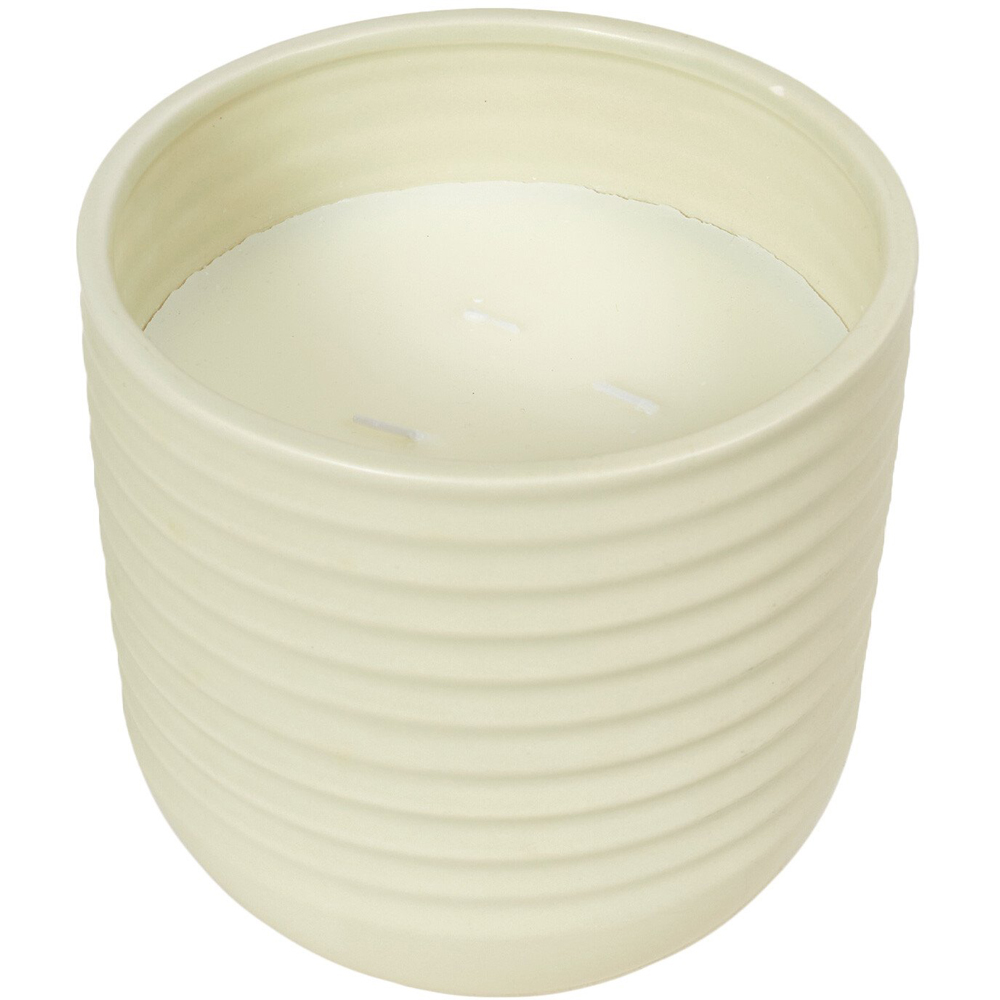 Large Ribbed Citronella Candle - Cream Image 2
