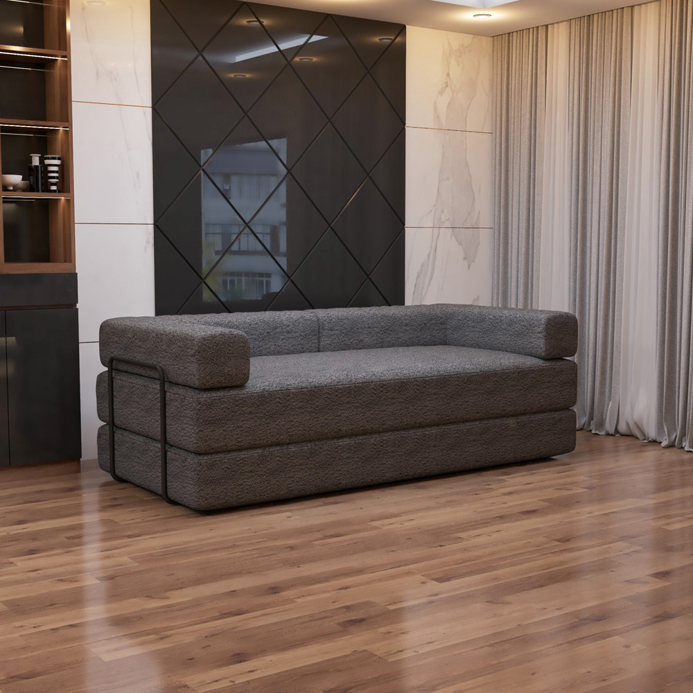 Sliding Wardrobes 4U 3 Seater Grey Larry Fabric Sofa Bed Image 2