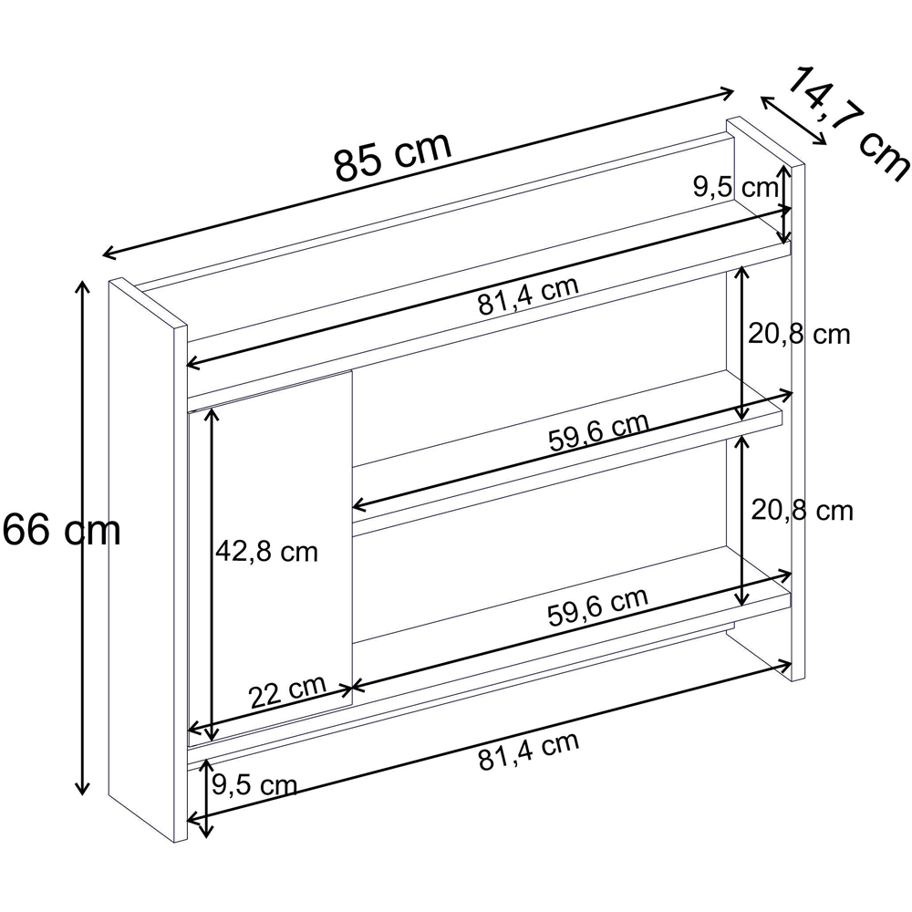 Decortie Fleet Travertine 3 Shelf Wall Unit with Cupboard Image 6