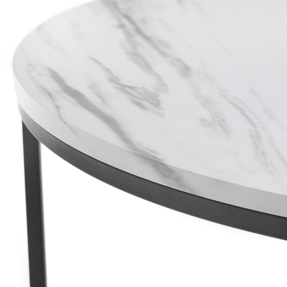 Julian Bowen Bellini White Marble Round Nest of Tables Set of 2 Image 4