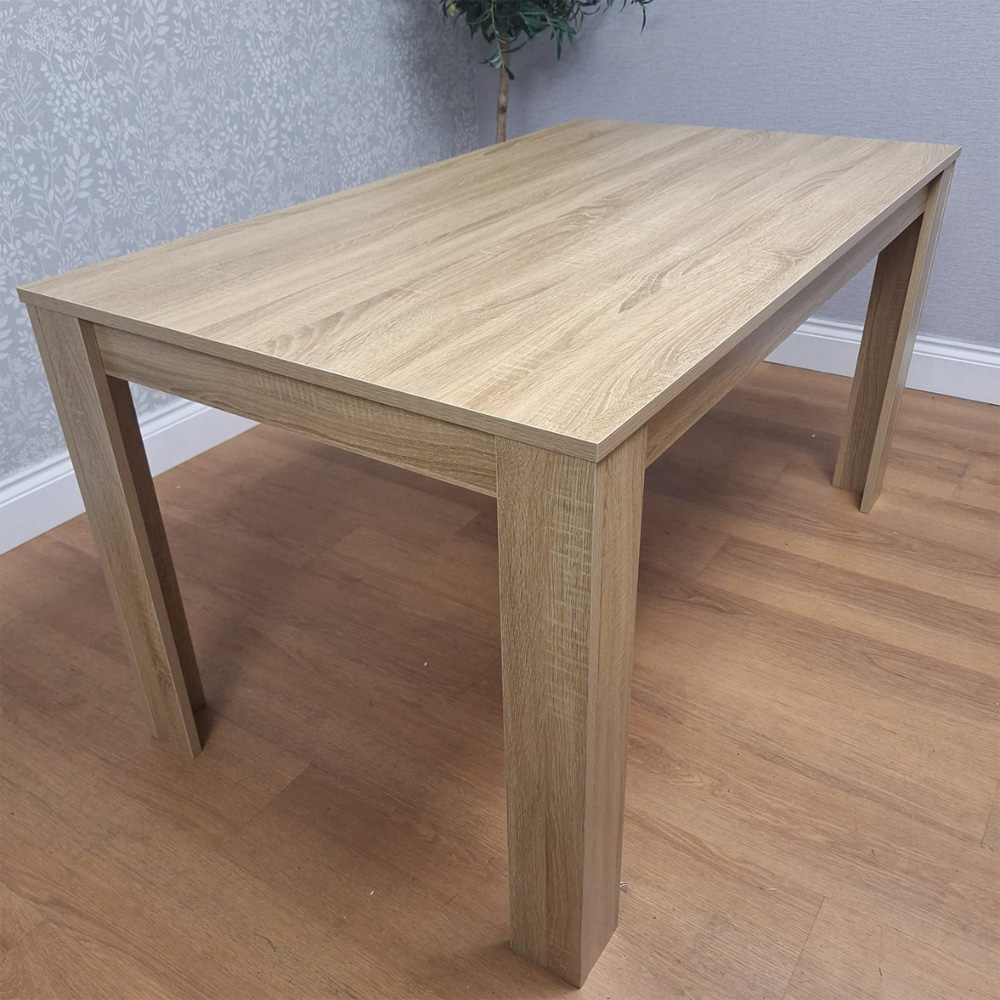 Portland 6 Seater Square Velvet Dining Table Set Oak Effect and Black Image 4