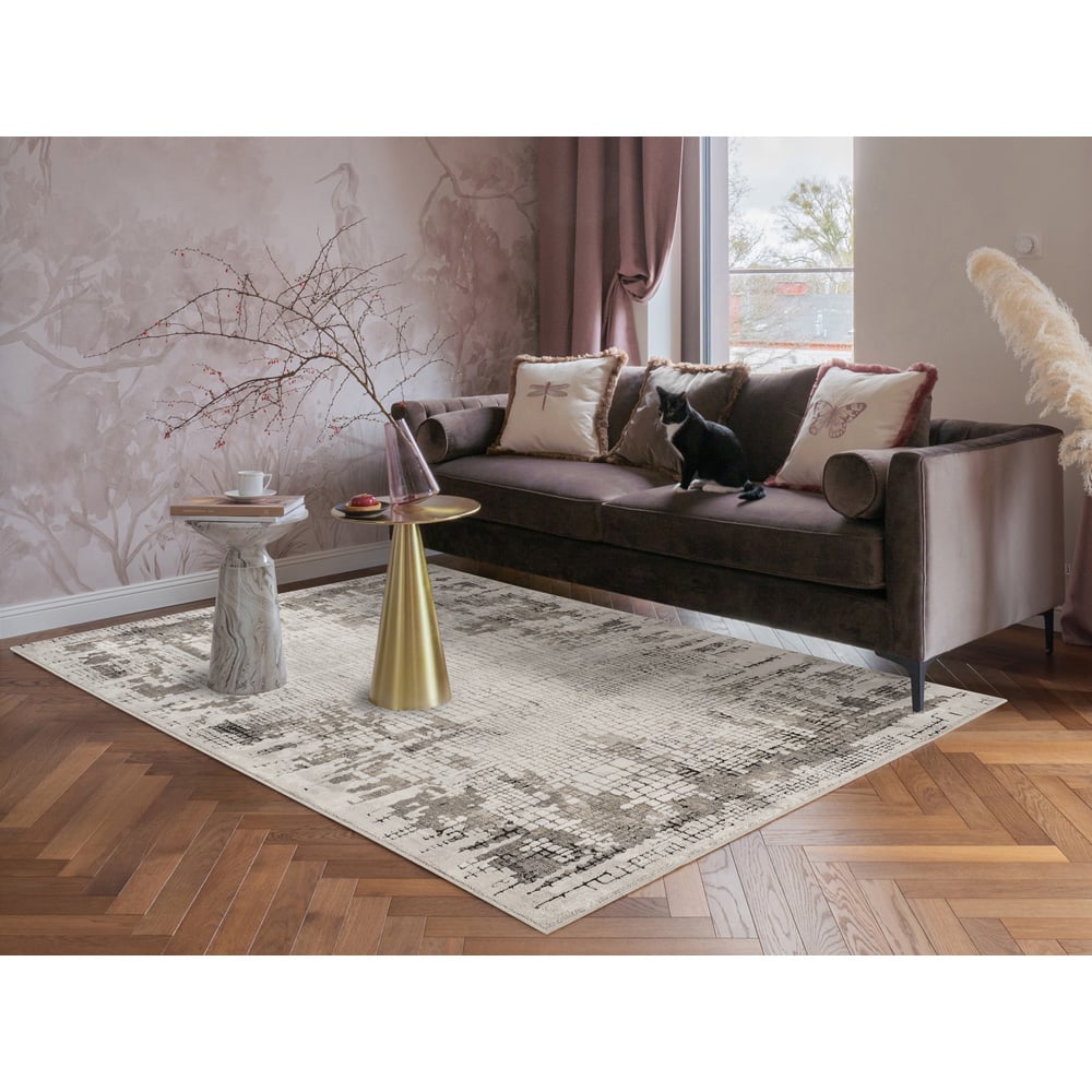 Mayfair Living Room Area Rug Metallic Sheen Contemporary Modern Croc Design - Grey 120cm x 170cm Image 2