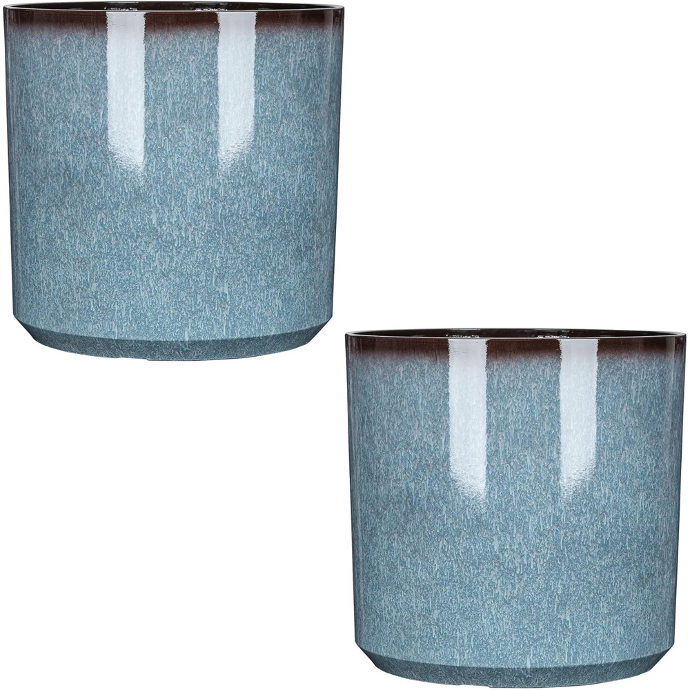 Garden Gear Cylinder Glazed Planter 26cm 2 Pack Image 1