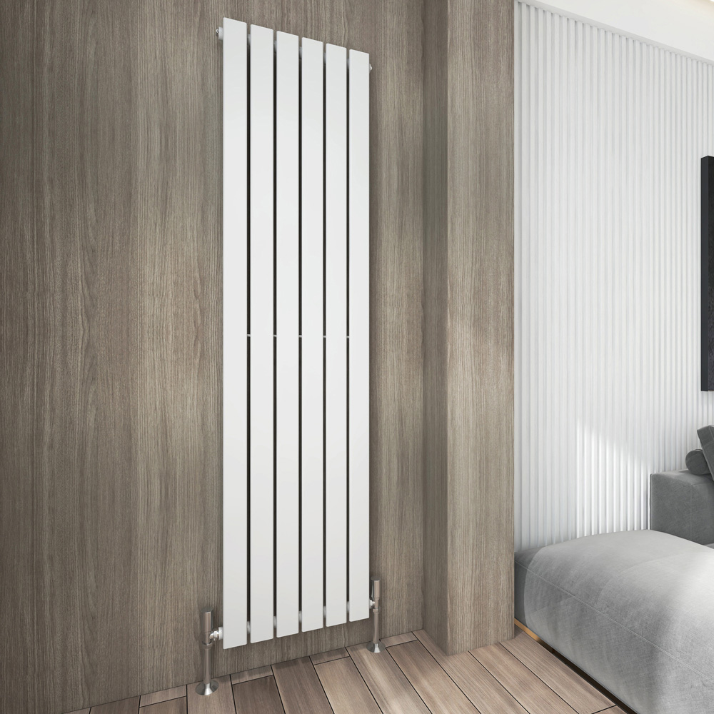 White 3286 BTU Single Flat Panel Vertical Column Radiator 1800 x 408mm Image 2