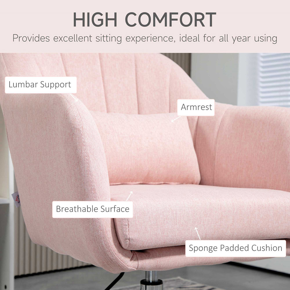 Portland Pink Stylish Retro Linen Swivel Tub Chair Image 6
