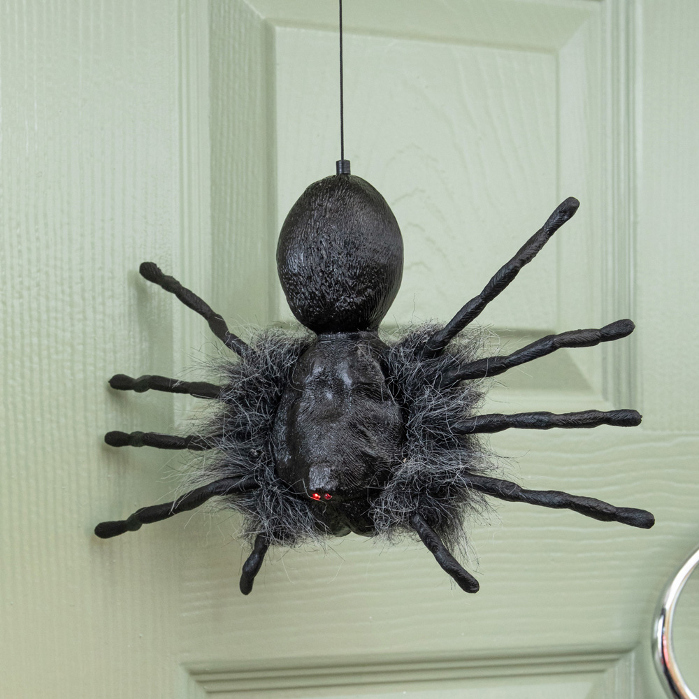 Samuel Alexander Ash Dropping Dangling Animatronic Spider Halloween Decoration 2ft 3 Pack Image 5