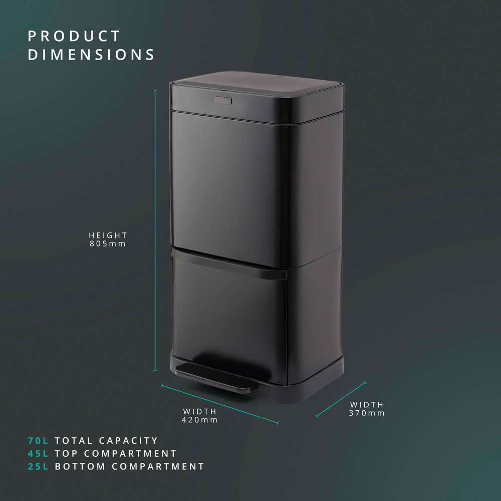 Swan Stealth Dual Recycling Sensor Bin 70L Image 9