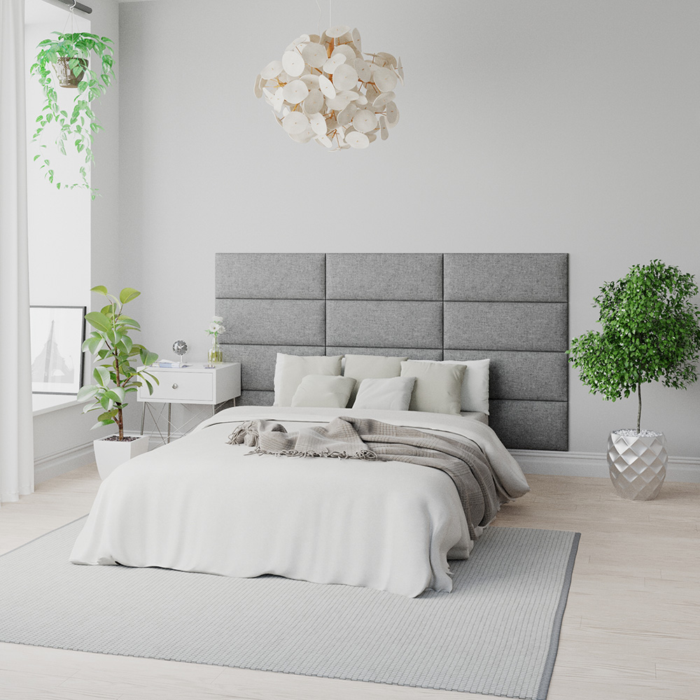 Aspire EasyMount Grey Saxon Twill Upholstered Wall Mounted Headboard Panels 4 Pack Image 1