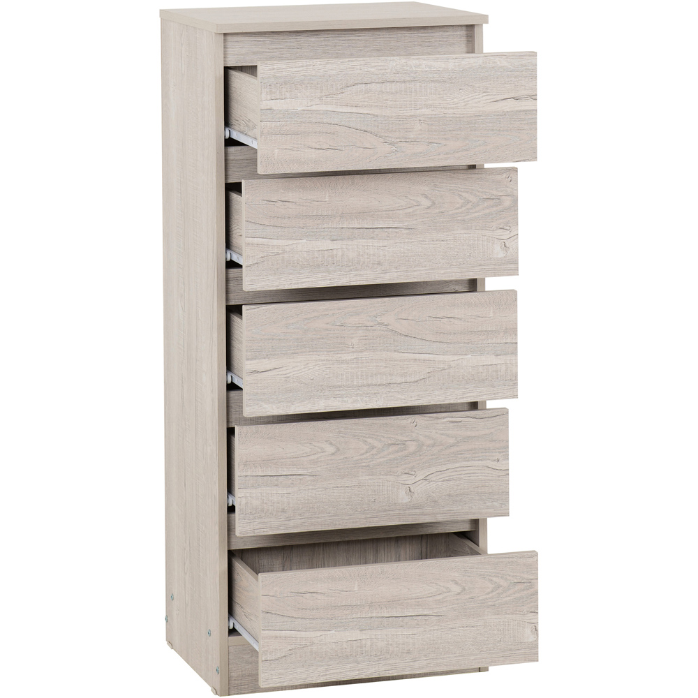 Seconique Malvern 5 Drawer Urban Snow Narrow Chest of Drawers Image 3