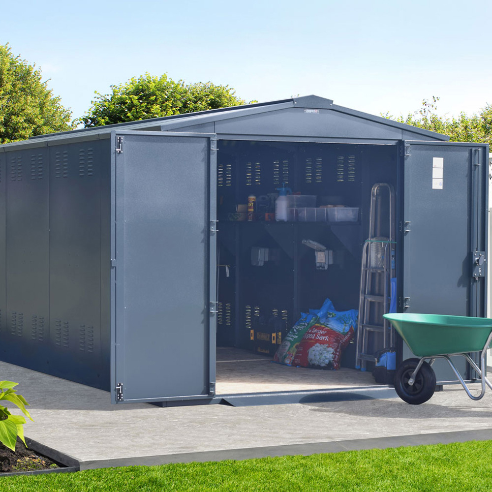 Asgard Gladiator 7 x 18ft Double Door Cream High Security Apex Garden Shed Image 2