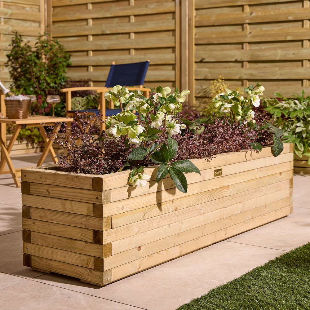 Rowlinson Premier Natural Wooden Patio Trough Planter 37 x 150 x 40cm Image 8