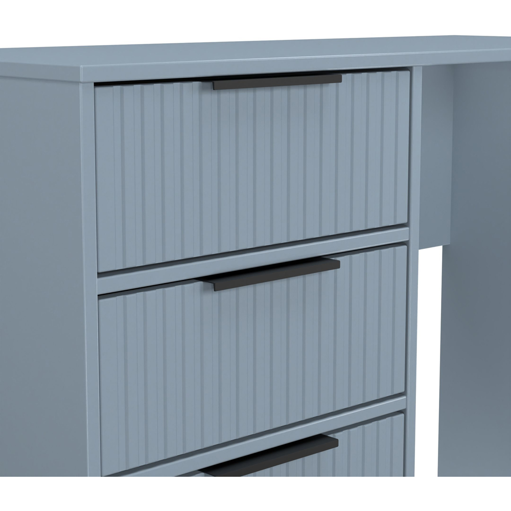 Crowndale Fluted 4 Drawer Denim Blue Vanity Dressing Table Ready Assembled Image 5