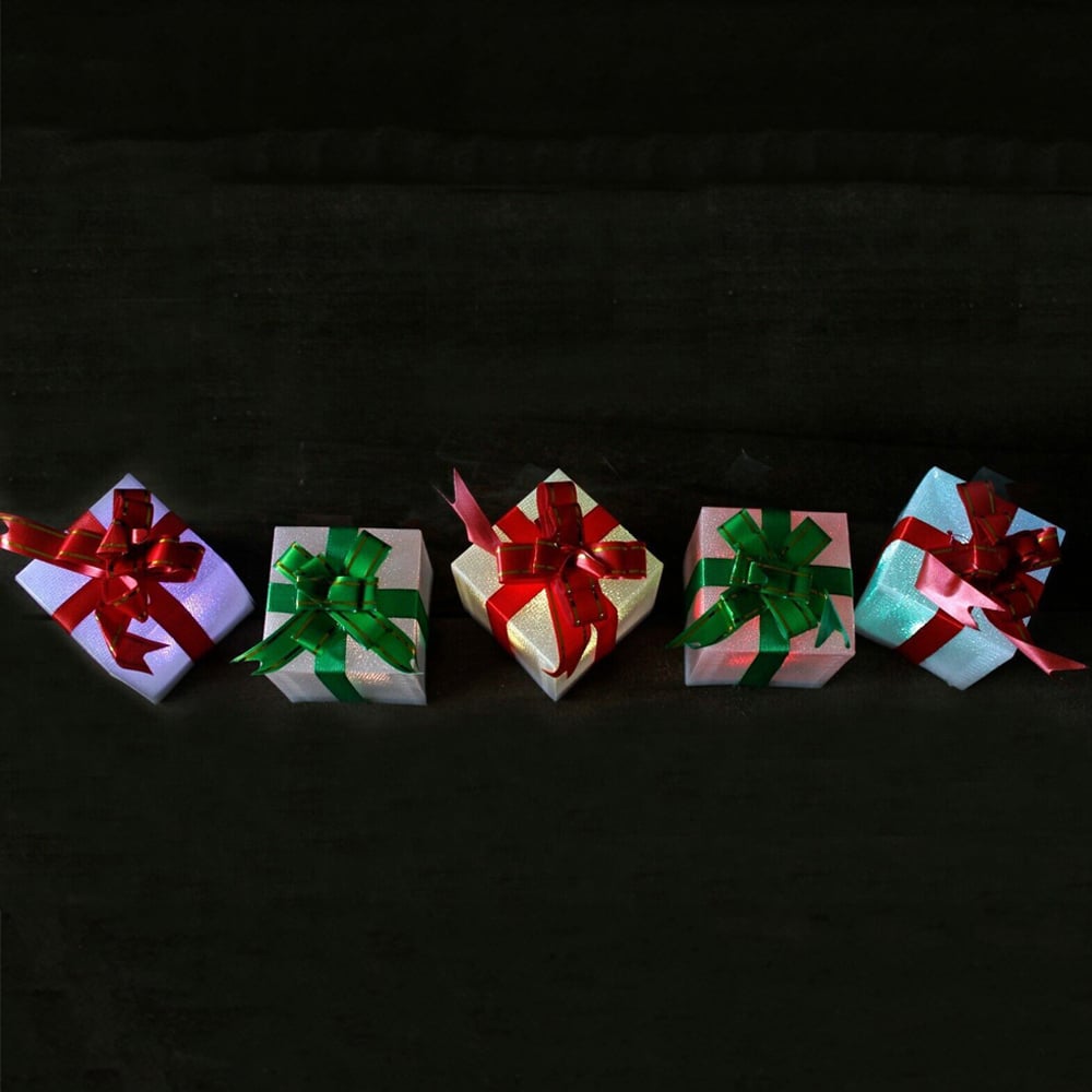 Marco Paul LED Christmas Present Decoration Ornament 5 Pack Image 3
