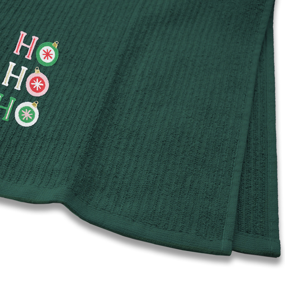 Noel Square Xmas Ho Ho Ho Green Tea Towel 3 Pack Image 5