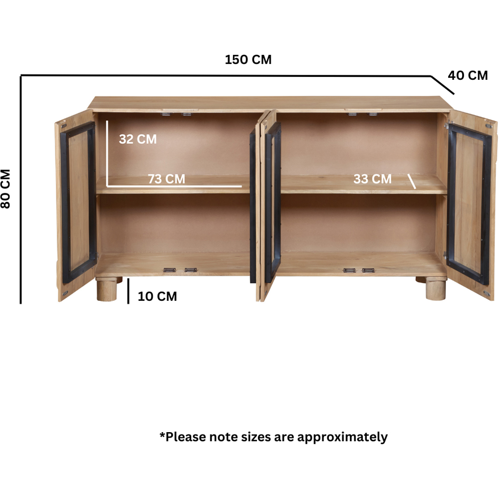 IH Design Ajmer 4 Door Solid Wood Sideboard Image 6