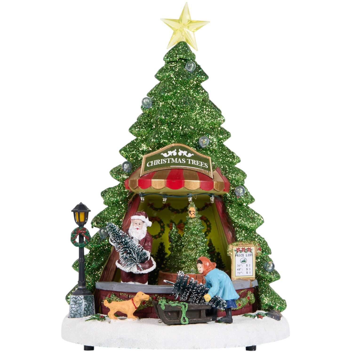 Christmas Tree Scene Decoration Green Image 3