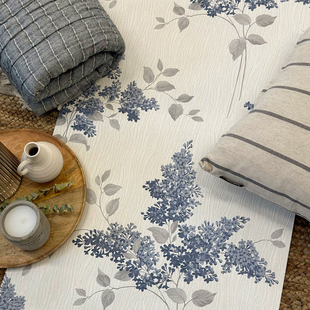 Belgravia Decor Tiffany Floral Leaf Trail Navy Wallpaper Image 3