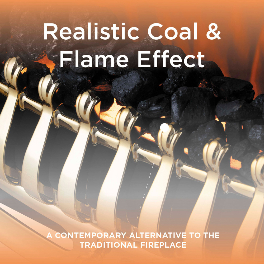 Warmlite Whitby Brass Inset Electric Fire with Realistic Flame Effect 2000W 19 inch Image 6