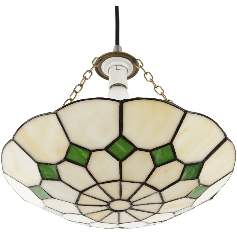 Happy Homewares Green Diamond Amber Stained Glass Pendant Lighting Shade Image 6