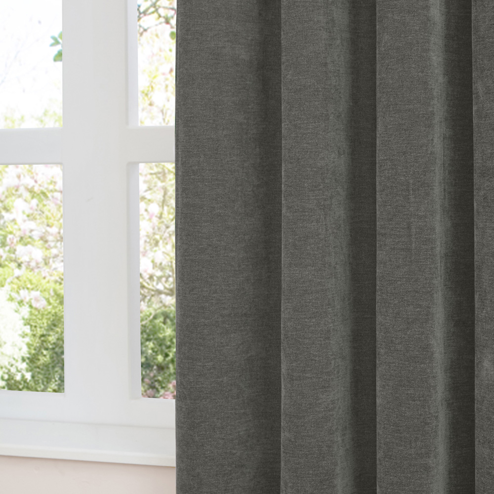 Furn Charcoal Soft Chenille Blackout Eyelet Curtains 168 x 183cm Image 3