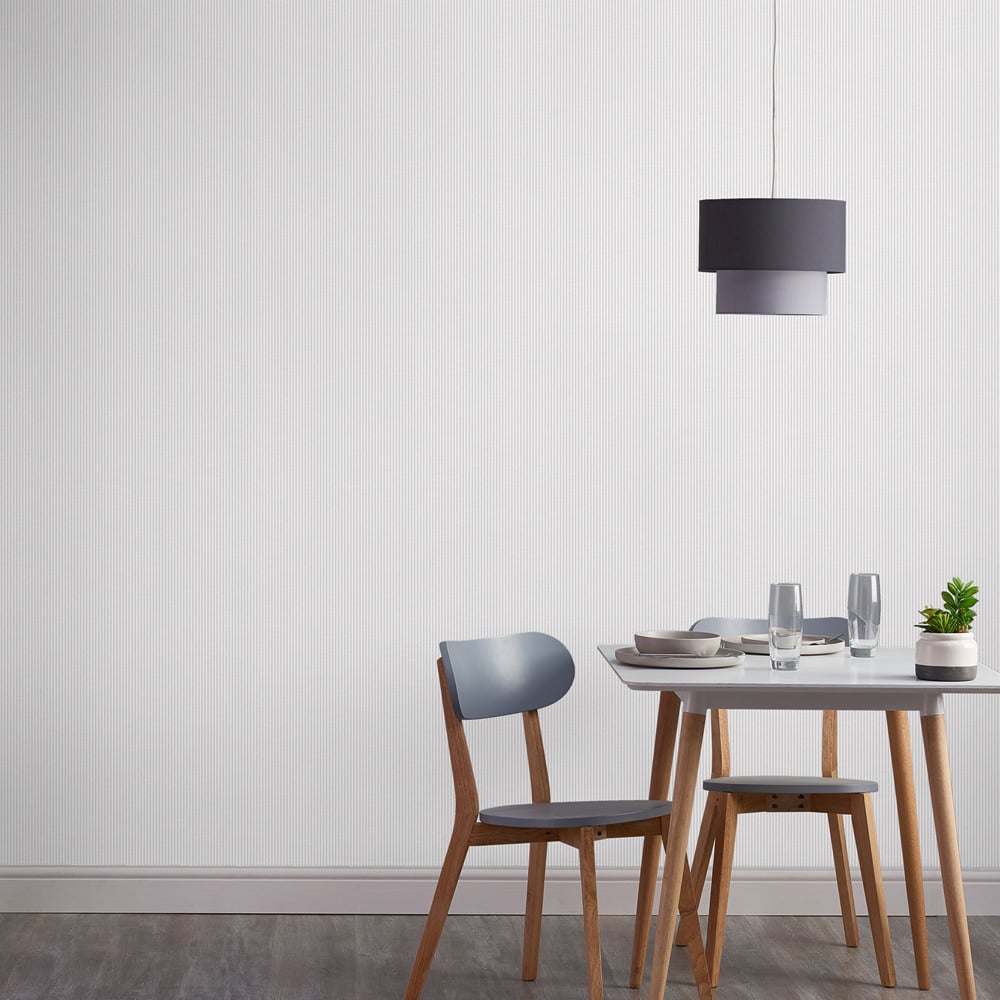 Grandeco Pinstripe Nursery Grey Textured Wallpaper Image 4