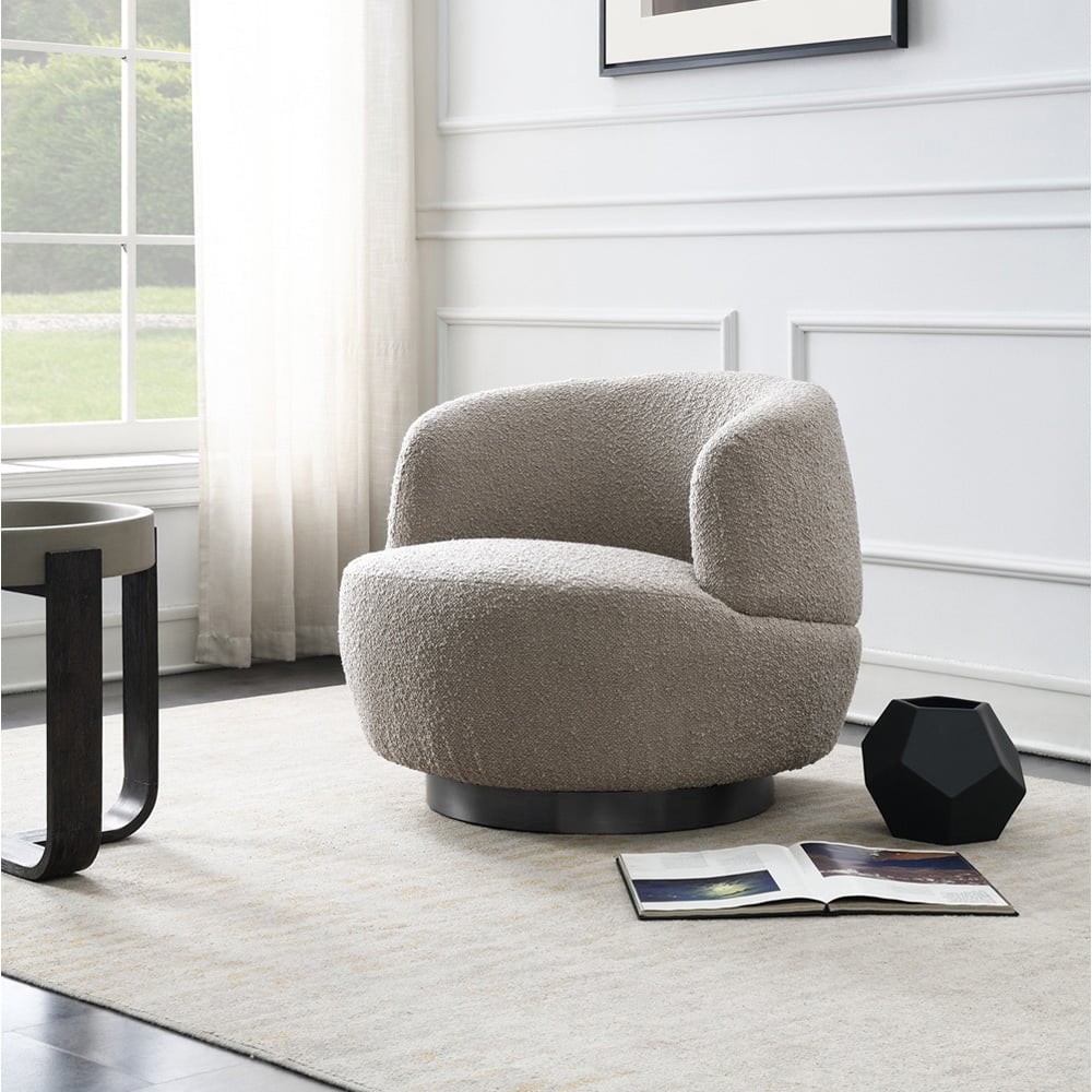 Greenwich Mink Boucle Swivel Accent Chair Image 3