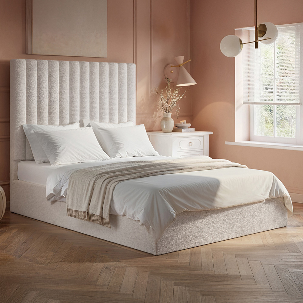 Flair Everley Double Cream Boucle Ottoman Bed Image 1