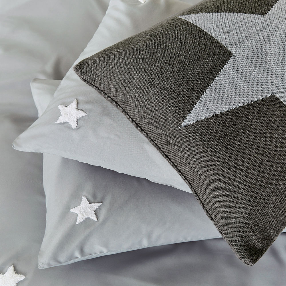 Helena Springfield Tufted Star Super King Size Grey Reversible Duvet Set Image 6