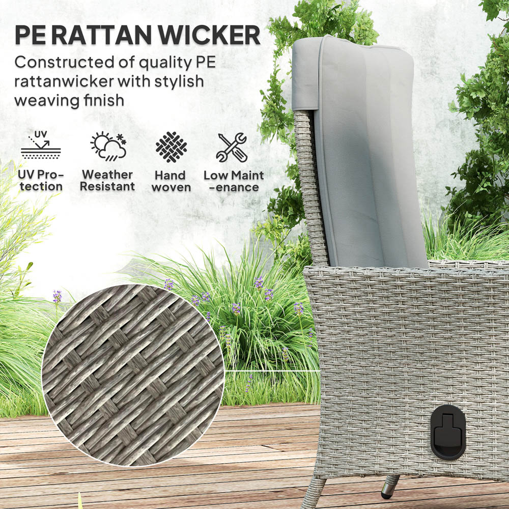 Outsunny Grey Rattan Adjustable Backrest Garden Recliner Chair Image 5