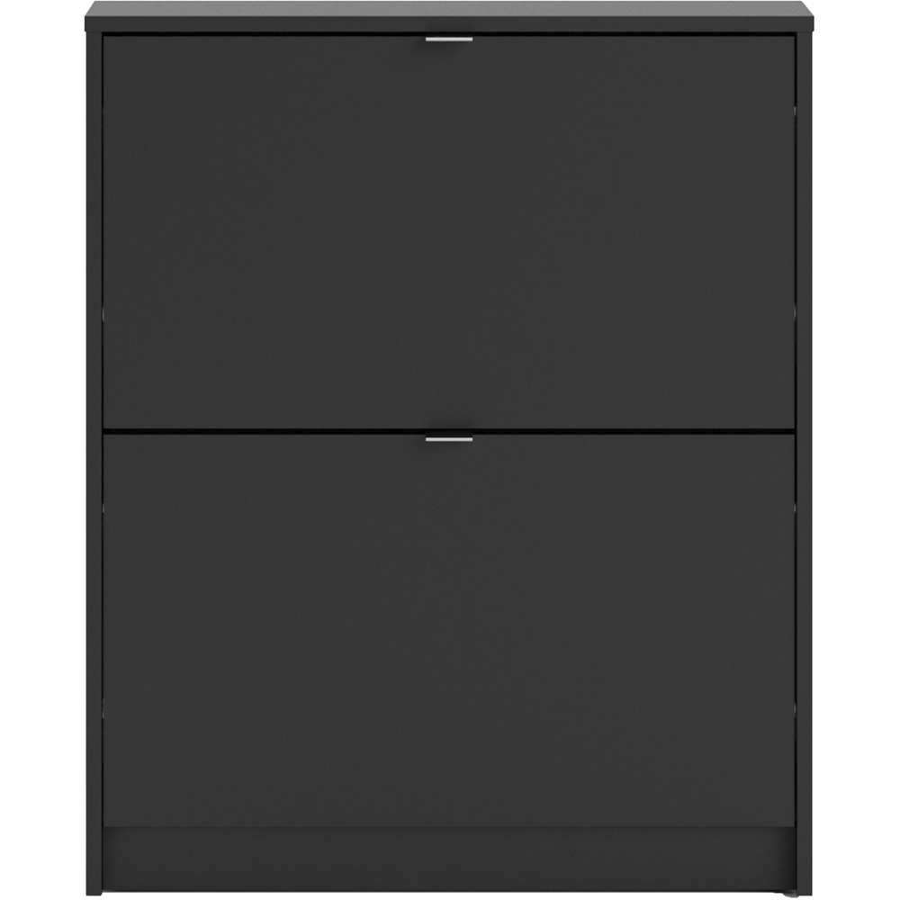 Florence Shoes 2 Flip Door Single Layer Matt Black Shoe Storage Cabinet Image 5