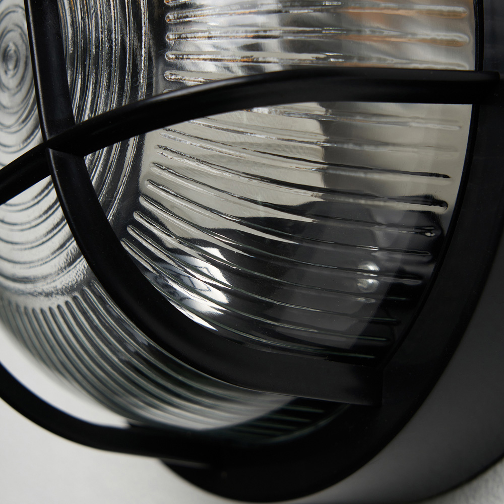 Coast Muna Black Round Caged Bulkhead Wall Light Image 4