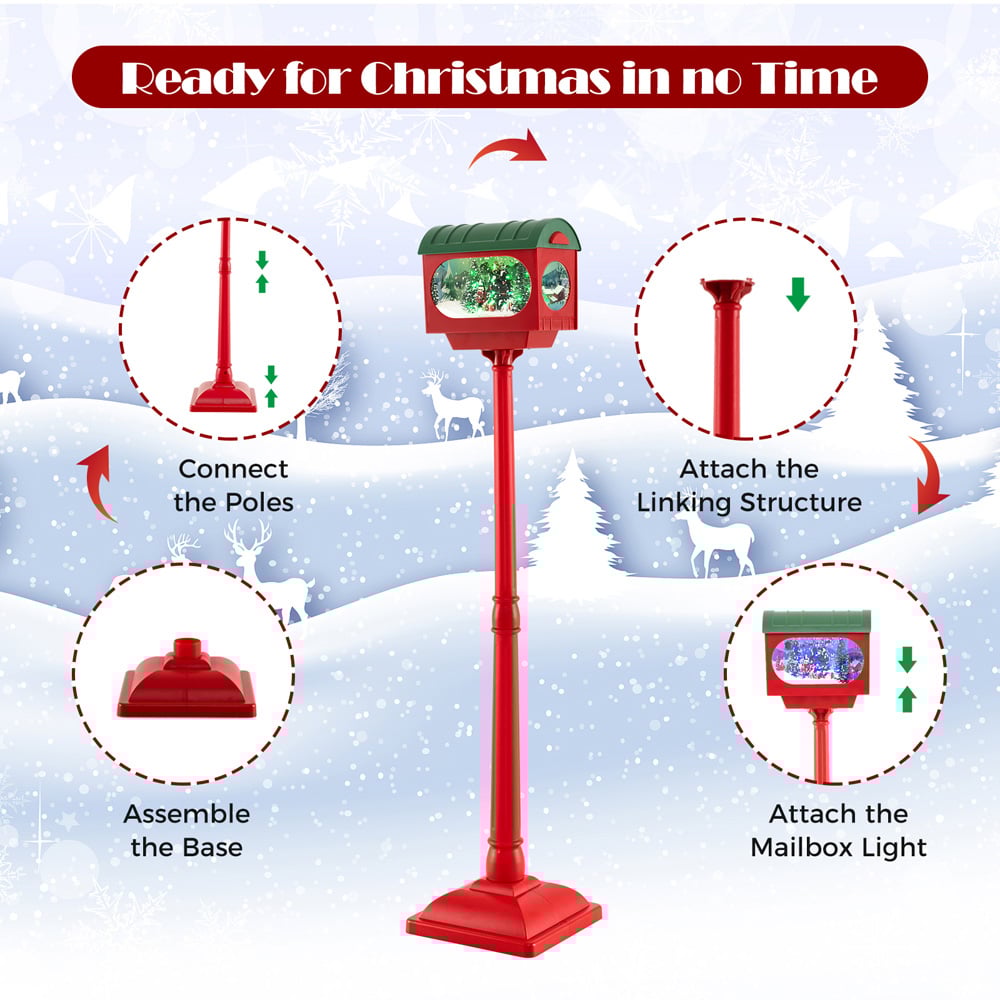 Costway Red Sound Activated LED Street Light Outdoor Christmas Decoration 5 ft Image 8