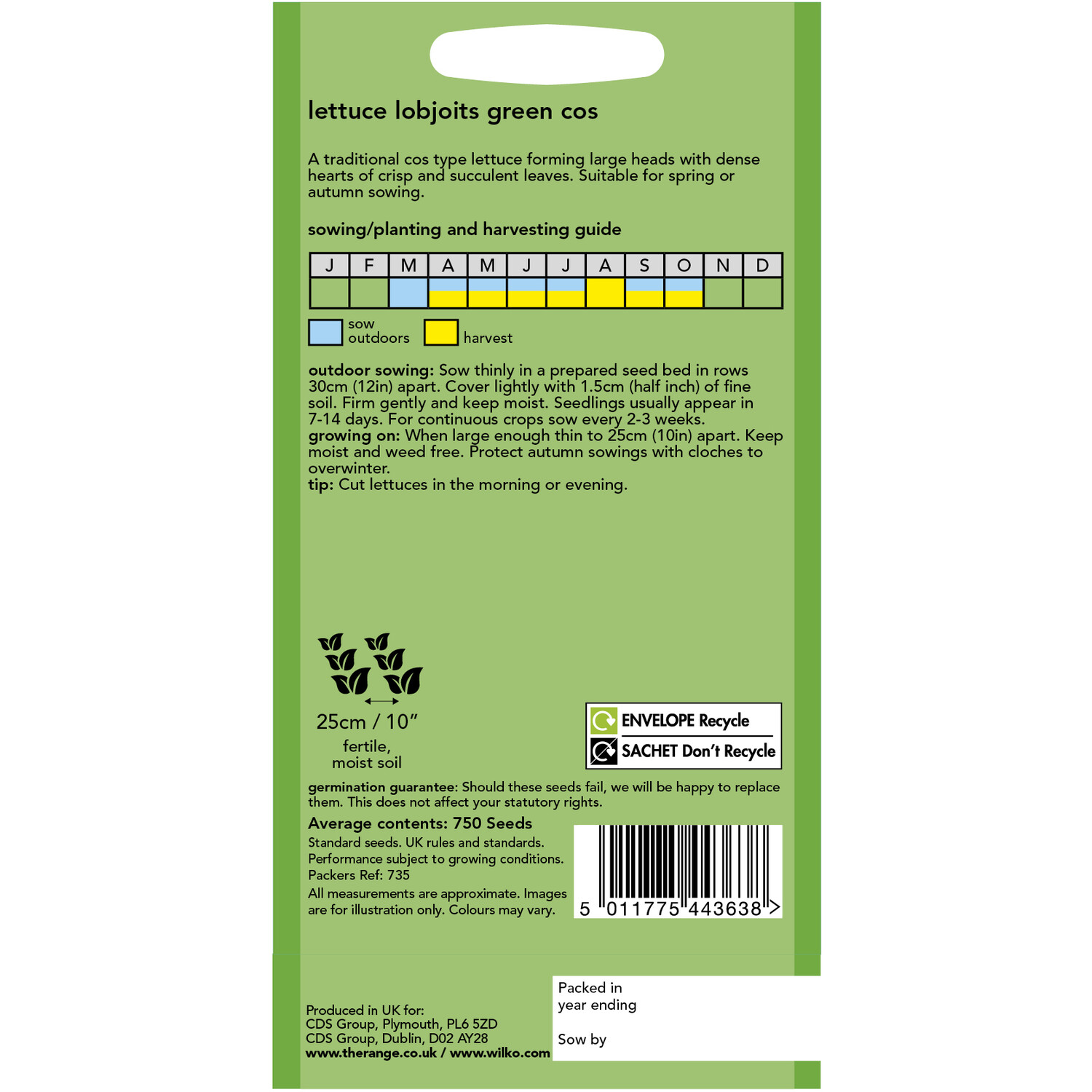 Wilko Green Cos Lobjoits Lettuce Seeds Image 2