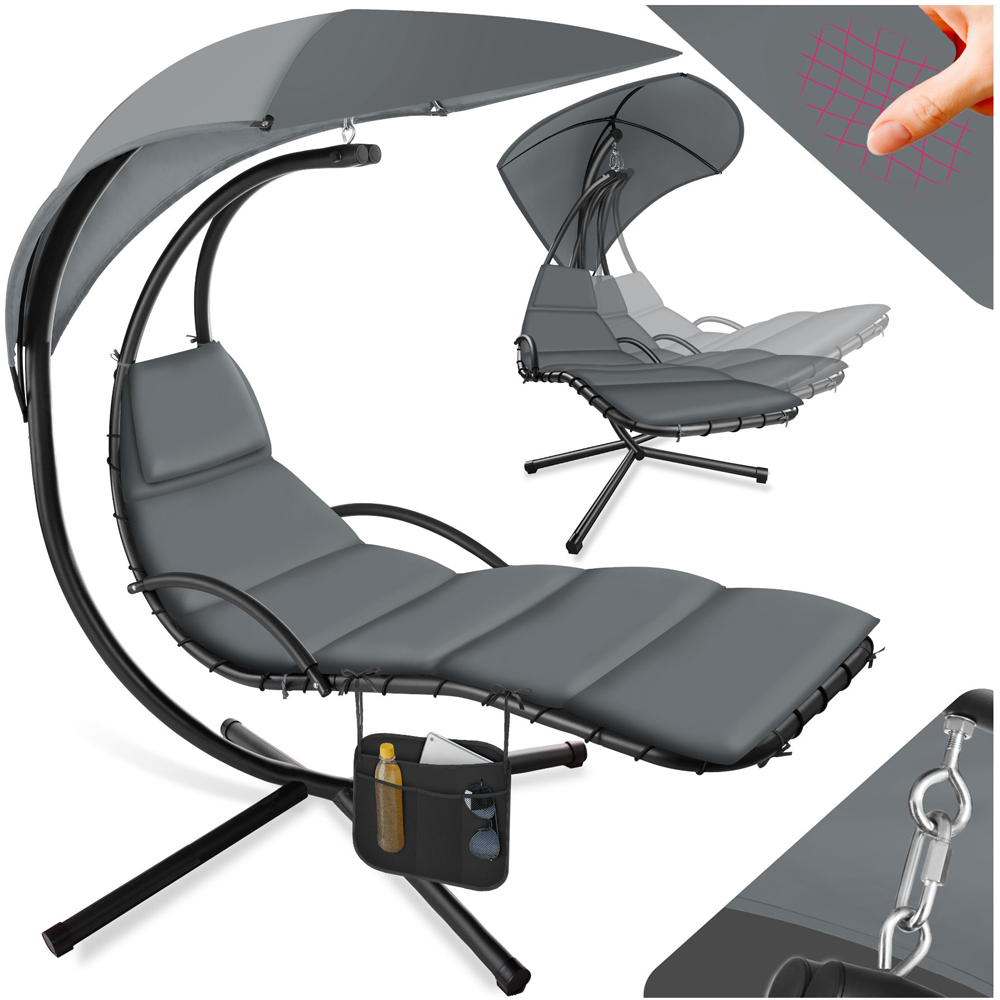 tectake Elaria Grey Large UV Protection Sun Canopy Hanging Chair Image 2