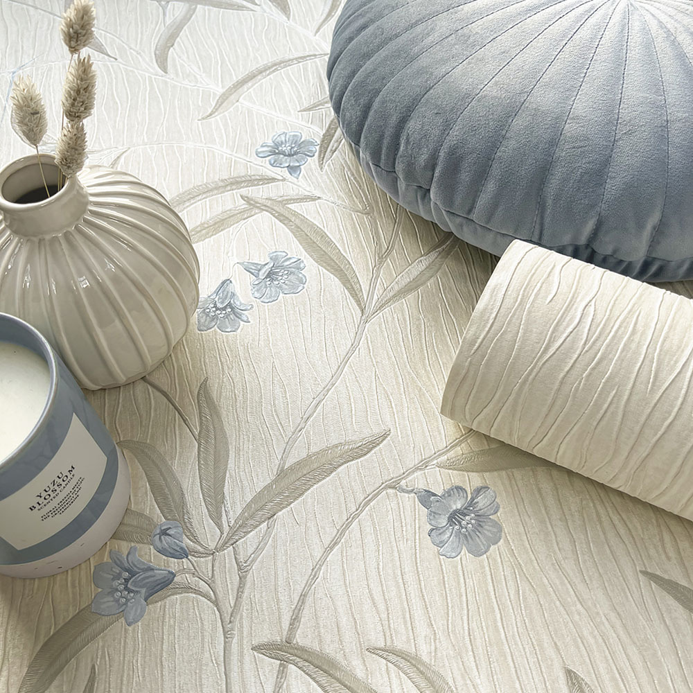 Belgravia Tiffany Floral Textured Blue Image 4