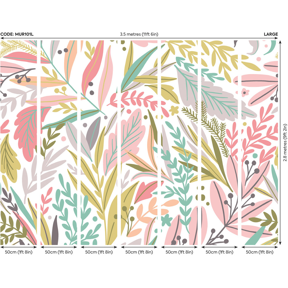 Origin Murals Patterned Leaves Green Wall Mural Image 3