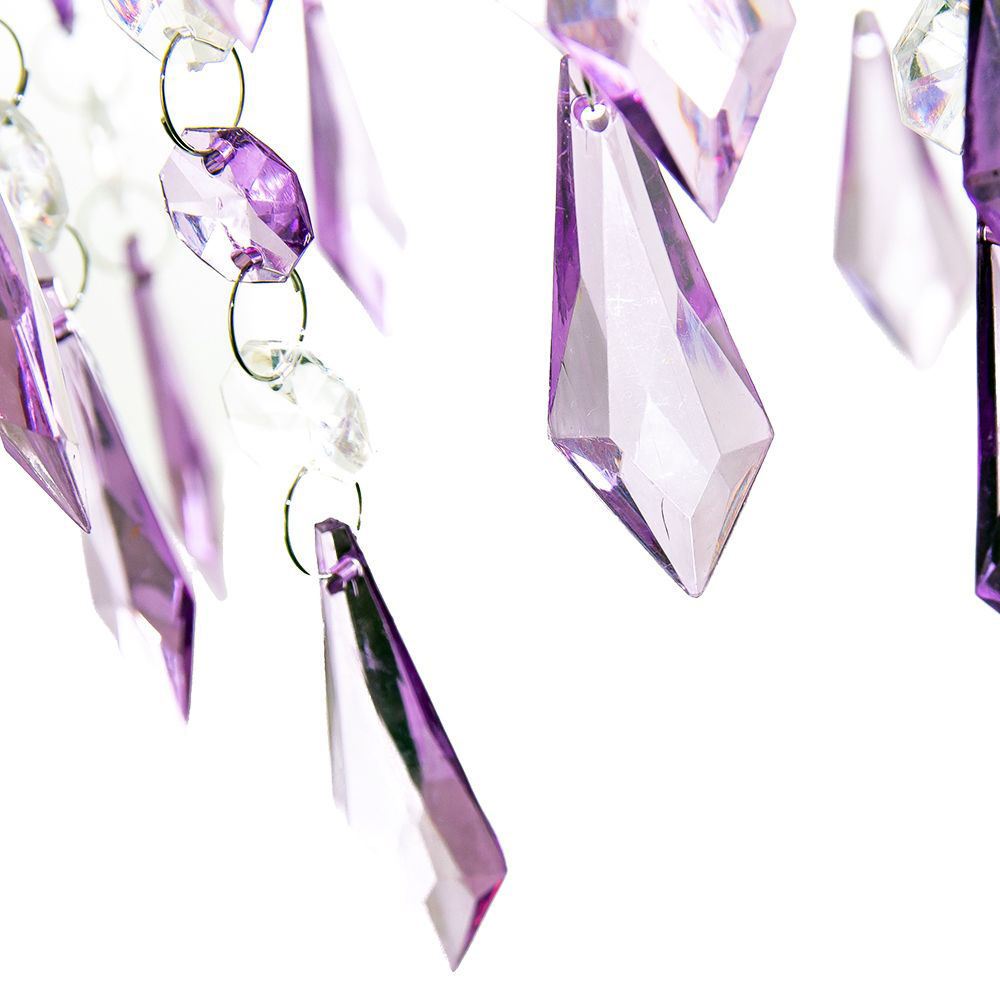Happy Homewares Modern Waterfall Design Clear and Purple Acrylic Drops and Beads Pendant Shade Image 4