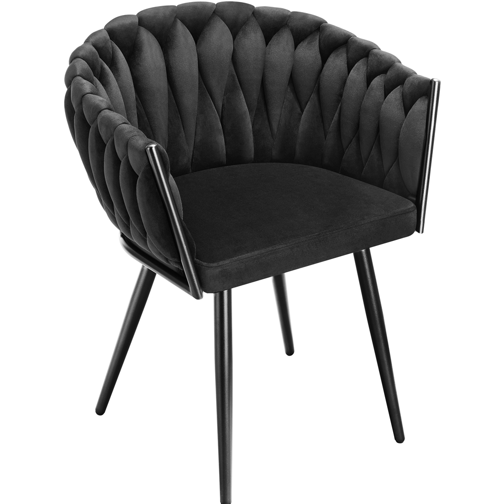 tectake Astano Set of 2 Black Velvet Padded Knot Design Dining Chair Image 3