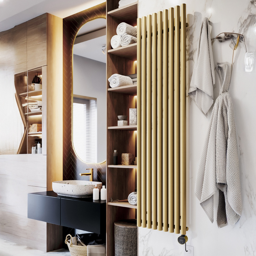 Terma Rolo-Room E Wi-Fi Brass Electric Radiator 1000W 1800 x 480mm Image 2