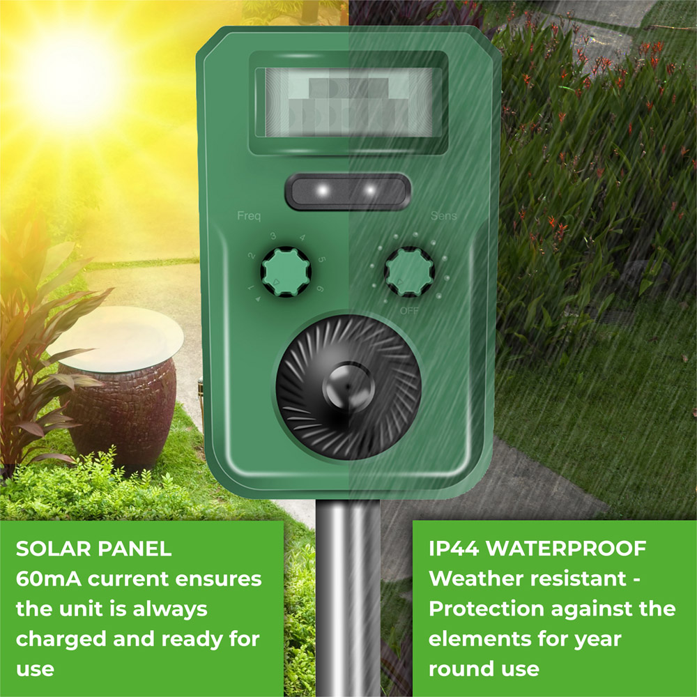 St Helens Green Solar Powered Ultrasonic Strobing Animal Repeller Image 4