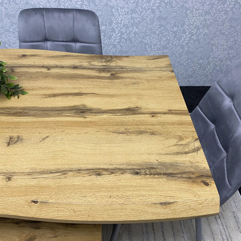 Kosy Koala Dakota 6 Seater Velvet Wooden Rectangle Dining Set with Bench Grey Image 3